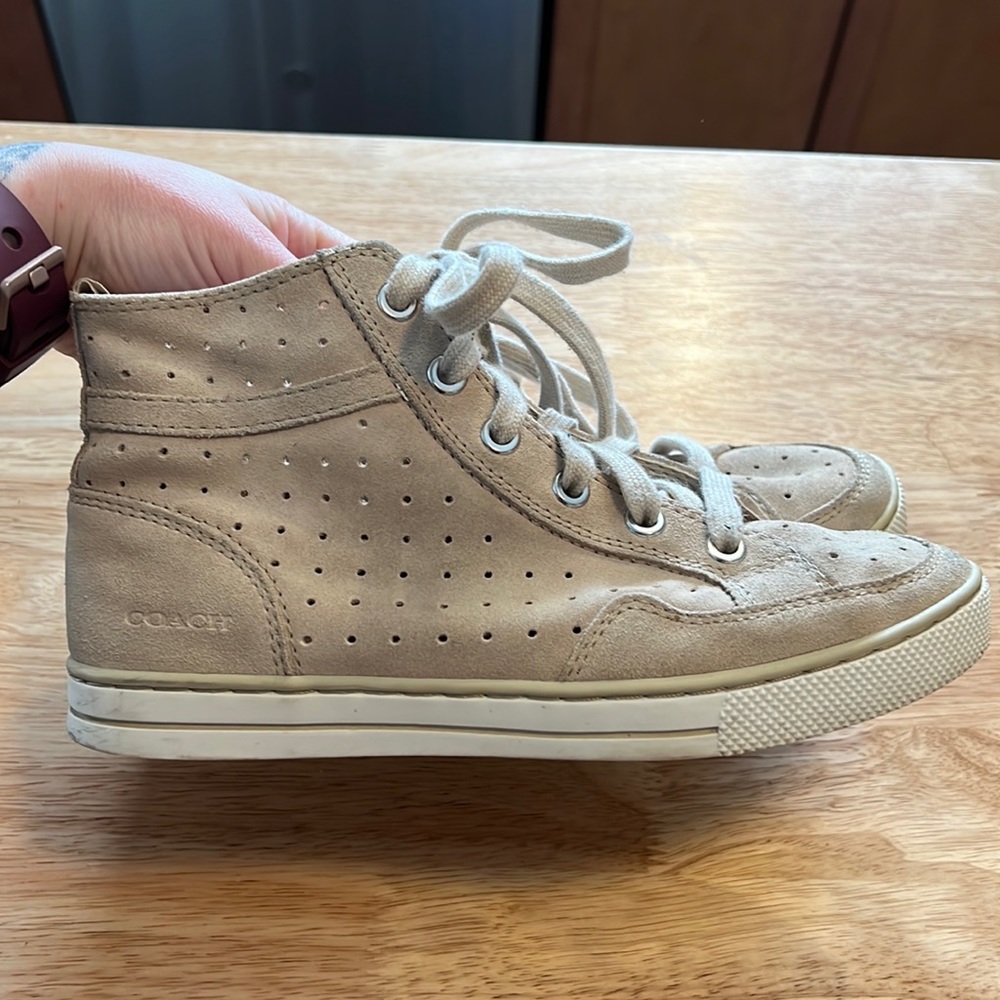 Cream Suede Coach high top shoes - size 5.5